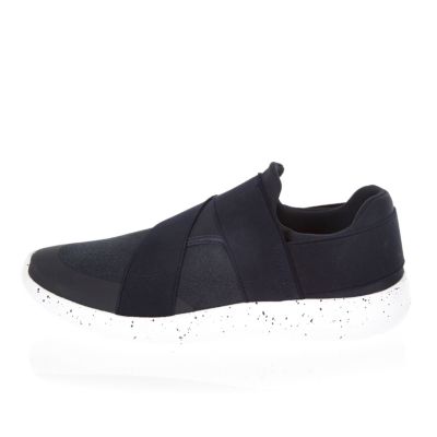 Navy slip on speckled trainers